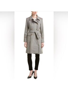 🥳HP🎉Authentic Vince Camuto Women's Double-Breasted Wool-Blend Trench Coat XL